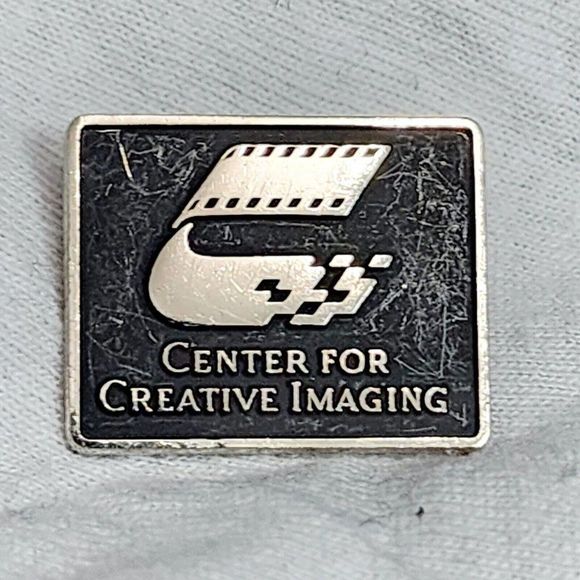 Center For Creative Imaging Vintage Enamel Pin Black Silver Rare Artist Film Pin - Picture 1 of 5